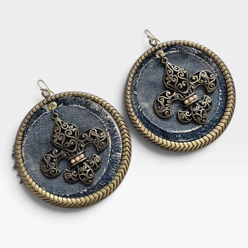Vintage denim earrings lily - vintage,